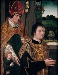 Porträt von Nicholas Gaze und seinem Sohn und St. Nikolaus
