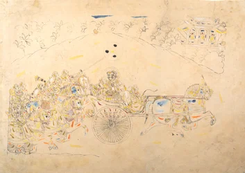 Vorbereitende Studie für ein Porträt von Man Singh und seinem Harem, 1810-15