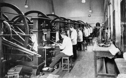 Pressezimmer, die königliche Münze, Tower Hill, London, frühes 20. Jahrhundert