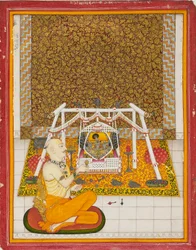 Priester an einem Krishna-Schrein, um 1831