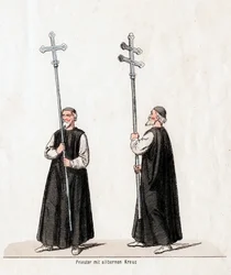 Priester mit Silberkreuz, Kostümentwurf für Shakespeares Stück, Heinrich VIII., 19. Jahrhundert