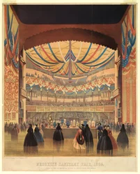 Druck, Brooklyn Sanitary Fair von 1864, die Academy of Music