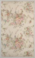 Bedruckte Seide mit Blumendesign, späte 1800er