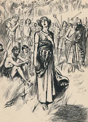 Königin Boadicea und ihre Soldaten, ca. 1907