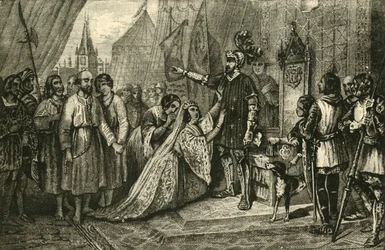 Königin Philippa bittet für die Bürger von Calais, 1347, 1890