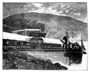 Königin Victoria eröffnet die Wasserwerke von Glasgow am Loch Katrine, Schottland, 1859