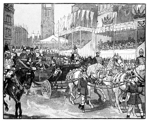 Königin Victoria eröffnet den Holborn Viadukt, London, 1869