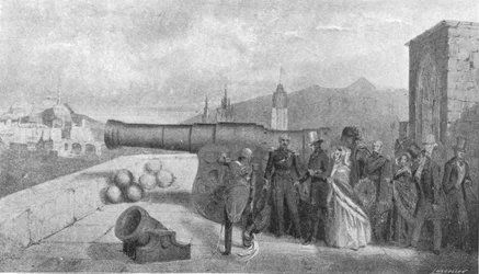 Königin Victorias erster Besuch in Schottland: Inspektion von Mons Meg im Edinburgh Castle