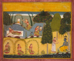 Radha wartet auf Versöhnung mit Krishna, aus einem Gita Govinda von Jayadeva, ca. 1680