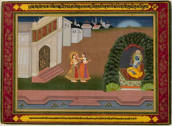Radhas Vertraute bringt sie zu Krishna, um 1790-1800