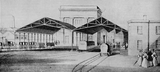 Bahnhöfe in den frühen Tagen waren seltsam primitive Angelegenheiten, um 1934