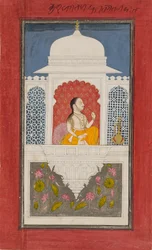 Raja Sagat Singh in einem Pavillon, ca. 1750