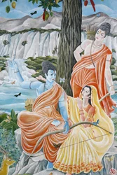 Rama, Sita und Laxman. Pashupatinah, Kathmandu, Nepal
