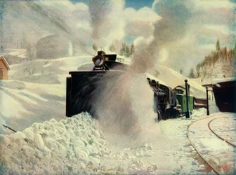 Rotary-Schneepflug in Blue Canyon, Kalifornien Southern Pacific Railway