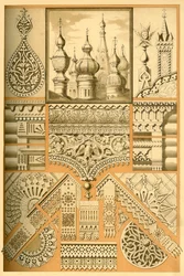 Russisches architektonisches Ornament und Holzschnitzerei, 1898