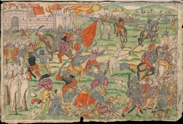 Russische Gräueltaten in Livland im Juli und August 1577. Aus Johann Jakob Wicks Sammlung von Nachrichten