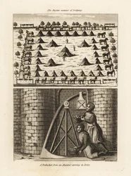 Ruyters Kavallerielager und ein Trebuchet aus einer alten Elfenbeinschnitzerei