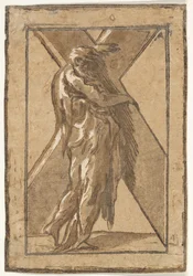 Heiliger Andreas im Profil mit einem großen Kreuz aus einer Serie von Zwölf Aposteln, ca. 1540-50