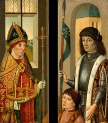 Der heilige Donatian und der heilige Viktor präsentieren einen Stifter.