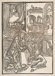 Heiliger Hieronymus zieht einen Dorn aus dem Fuß des Löwen, Lyon 1508 Kopie, n.d.