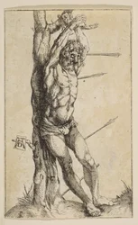 Der heilige Sebastian an einen Baum gebunden (Kopie)