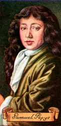 Samuel Pepys, aus einer Serie von Zigarettenkarten, 1935