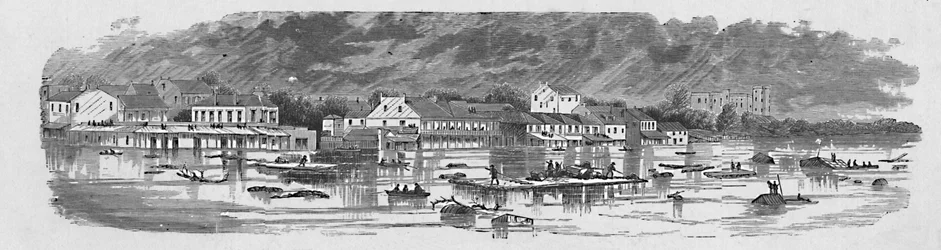 Szene in Baton Rouge während der Überschwemmungen von 1874, 1883