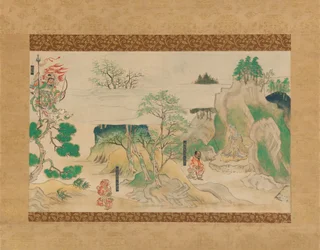 Szene aus Die illustrierten Legenden des Jin’oji-Tempels Jin’oji engi emaki, frühes 14. Jahrhundert