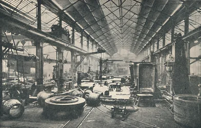 Szene in einer Kesselwerkstatt, um 1917