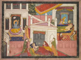 Szenen aus der Geburt Krishnas, c. 1840