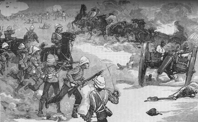 Zweite Schlacht von Kassassin am 9. September: Eroberung von zwei Krupp-Kanonen durch die Royal Marines, ca. 1882