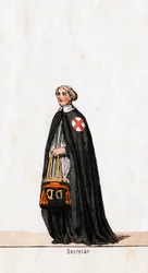 Sekretär, Kostümentwurf für Shakespeares Stück, Heinrich VIII., 19. Jahrhundert