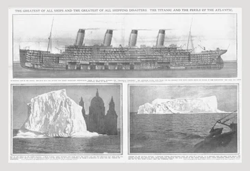 Schnittdiagramm der Titanic und Eisberge, 20. April 1912