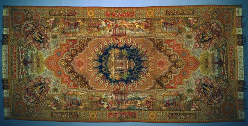 Schal mit Genrebildern, 1875-1899