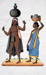 Hirte und seine Frau tragen Milch, Indien, 1834