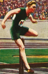 Sid Atkinson aus Südafrika, Gewinner des 110m Hürdenlaufs
