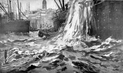 Untergang des Handelsschiffs Stamboul, Hafen von Istanbul, 25. Mai 1915