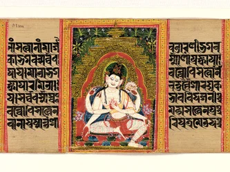 Sechsarmiger Avalokiteshvara, der das Dharma erklärt, Vollkommenheit der Weisheit, frühes 12. Jahrhundert