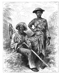 Schlangenfänger und Kohlenmädchen, Martinique, ca. 1890