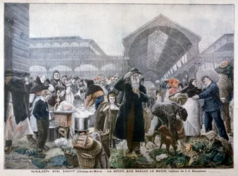 Suppenstand auf dem Les Halles Markt am Morgen, 1897