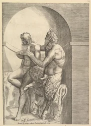 Speculum Romanae Magnificentiae: Pan lehrt den jungen Olympus, Flöte zu spielen