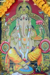 Sri Thenday Yutthapani Tempel. Ganesh. Malerei. Ho Chi Minh Stadt, Vietnam