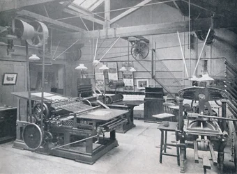 St. Bride Foundation School. Buchdruckmaschinenraum, 1917