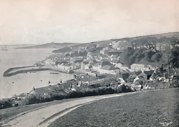 St. Mawes - Blick auf den Hafen und die Burg, 1895
