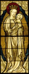Buntglasfenster mit der Jungfrau und dem Kind, deutsch, 1430-35