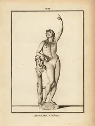Statue des römischen Gottes Apollo Coelispex, in den Himmel schauend