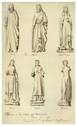 Statuen ehemals an der Außenseite der Guildhall, City of London, 1783, 1886