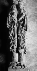 Statuen von St. Peter und St. Paul, anonyme Skulptur. 13.-14. Jahrhundert, Kathedrale San Salvador de Oviedo, Spanien