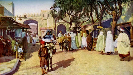 Straßenszene, Kairouan, Tunesien, um 1924