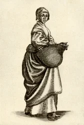 Schwedische Frau in Holzschuhen